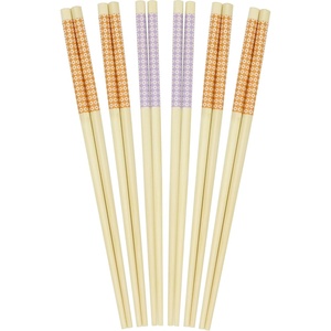 image:imageBambooMN 10 Reusable Red Dot End Japanese Bamboo Chopsticks  12 PairsOrange  Purple