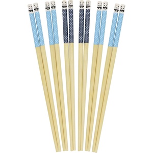 image:imageBambooMN 10 Reusable Red Dot End Japanese Bamboo Chopsticks  12 PairsSky Blue  Navy Blue