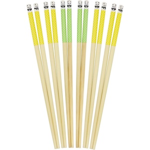 image:imageBambooMN 10 Reusable Red Dot End Japanese Bamboo Chopsticks  12 PairsYellow  Green