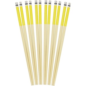 image:imageBambooMN 10 Reusable Red Dot End Japanese Bamboo Chopsticks  12 PairsYellow  Panda
