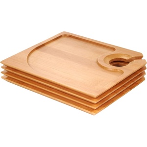 image:imageBambooMN 10 x 10 Bamboo Reusable Dinnerware Wine Glass Holder Square Dug Out Plates for Catered Events Holidays or Home Use Supplies 30 Pcs40