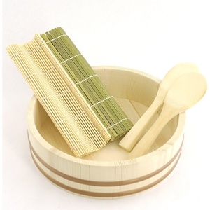 image:imageBambooMN 118 Hangiri Oke Sushi Rice Cooling BowlTub with 5 Pieces Sushi Making Serving Accessory Kit  Medium