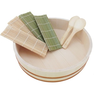 image:imageBambooMN 142 Hangiri Oke Sushi Rice Cooling BowlTub with 7 Pieces Sushi Making Serving Accessory Kit  Extra Large