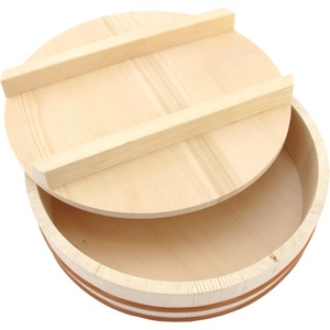 image:imageBambooMN 142 Sushi Rice Cooling BowlTub Hangiri Oke with Lid 1 Piece  Extra Large142Inch