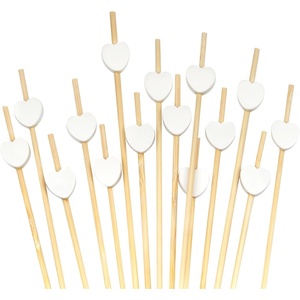 image:imageBambooMN 39 Decorative White Heart Bamboo Cocktail Fruit Sandwich Picks Skewers for Catered Events Holidays Restaurants or Buffets Party Supplies 100 Pieces100