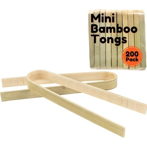 image:imageBambooMN 39 Mini Bamboo Disposable Tongs  Toast Tongs  20 Pieces200 pcs