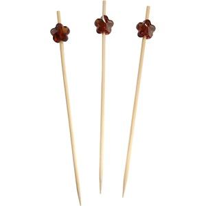image:imageBambooMN 47 Decorative Acrylic Clear Flower End Bamboo Cocktail Fruit Sandwich Picks Skewers for Catered Events Holidays Restaurants or Buffets Party Supplies 100 PcsCoffee