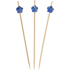 image:imageBambooMN 47 Decorative Acrylic Clear Flower End Bamboo Cocktail Fruit Sandwich Picks Skewers for Catered Events Holidays Restaurants or Buffets Party Supplies 100 PcsDark Blue