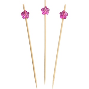 image:imageBambooMN 47 Decorative Acrylic Clear Flower End Bamboo Cocktail Fruit Sandwich Picks Skewers for Catered Events Holidays Restaurants or Buffets Party Supplies 100 PcsPurple