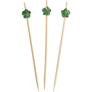 image:imageBambooMN 47 Decorative Acrylic Clear Flower End Bamboo Cocktail Fruit Sandwich Picks Skewers for Catered Events Holidays Restaurants or Buffets Party Supplies 100 PcsGreen