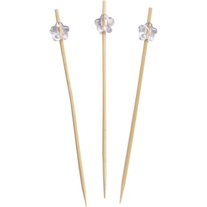 image:imageBambooMN 47 Decorative Acrylic Clear Flower End Bamboo Cocktail Fruit Sandwich Picks Skewers for Catered Events Holidays Restaurants or Buffets Party Supplies 100 PcsClear