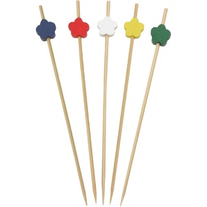image:imageBambooMN 47 Premium Decorative Flower End Bamboo Cocktail Sandwich Fruit Drink Skewer Picks Assortment 99 100 Pieces