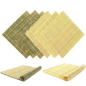 image:imageBambooMN 4x Green 4x Natural Bamboo Sushi Making Rolling Mats 95 x 95 Set K  100 Bamboo MatsSet K  4 Green  4 Natural Bamboo Sushi Mats