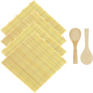 image:imageBambooMN 4x Sushi Making Rolling Mats and 2x Rice Paddle Set NSet N  4 Natural Sushi Mats  2 Paddles