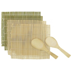 image:imageBambooMN 4x Sushi Making Rolling Mats and 2x Rice Paddle Set NSet P  2 Green  2 Natural Sushi Mats  2 Paddles