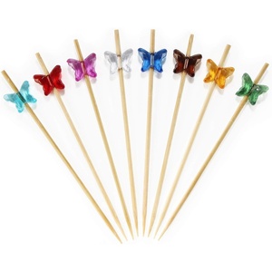 image:imageBambooMN 59 Decorative Bamboo Pink Pearl Cocktails Hors Doeuvres Fruit Sandwich Skewers Picks for Catered Events Holidays Restaurants or Buffet Party Supplies 200 PiecesAcrylic Butterfly