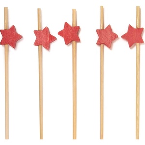 image:imageBambooMN 59 Decorative Bamboo Pink Pearl Cocktails Hors Doeuvres Fruit Sandwich Skewers Picks for Catered Events Holidays Restaurants or Buffet Party Supplies 200 PiecesStar Red