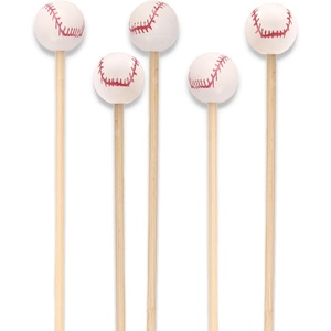 image:imageBambooMN 59 Decorative Sports Ball End Bamboo Cocktail Fruit Sandwich Picks Skewers for Catered Events Holidays Restaurants or Buffets Party Supplies Baseball 100 pcsBaseball