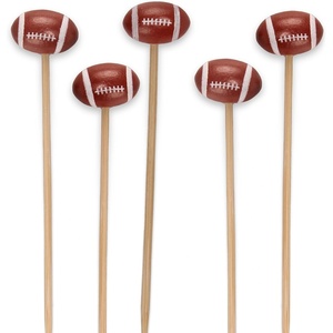image:imageBambooMN 59 Decorative Sports Ball End Bamboo Cocktail Fruit Sandwich Picks Skewers for Catered Events Holidays Restaurants or Buffets Party Supplies Baseball 100 pcsFootball