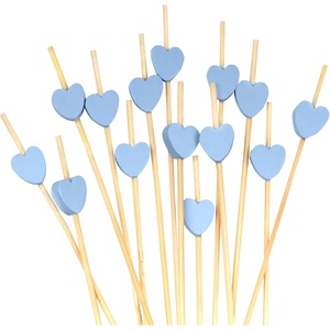image:imageBambooMN 59 Inch Blue Heart Bamboo Food and Drink Pick Skewers for Catered Events Holidays Restaurants or Buffets Party Supplies 100 Pieces100