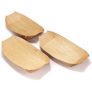 image:imageBambooMN 83 x 45 Premium Bamboo Leaf Boat Renewable and Disposable Serving Boat Tray for Catering and Home Use 100 Pieces10 x 575