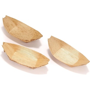 image:imageBambooMN 83 x 45 Premium Bamboo Leaf Boat Renewable and Disposable Serving Boat Tray for Catering and Home Use 100 Pieces47 x 2