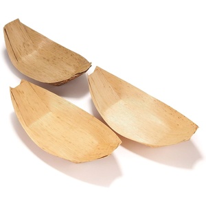 image:imageBambooMN 83 x 45 Premium Bamboo Leaf Boat Renewable and Disposable Serving Boat Tray for Catering and Home Use 100 Pieces73 x 37