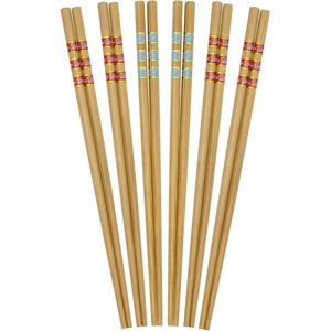 image:imageBambooMN 95 Reusable Floral Japanese Bamboo Chopsticks  Blue  6 PairsRed  Blue