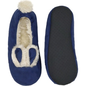 image:imageBambooMN Adult Womens Rabbit PomPom Fuzzy Fur Soft NonSlip Slipper Socks Indoor Travel Home 1 PairRabbit Blue