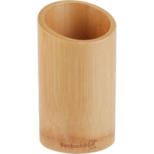 image:imageBambooMN Bamboo Kitchen Utensil Holder for Countertop Utensil Crock for Cooking Utensils  7 x 4  Carbonized Brown  1 PieceUtensil Holder