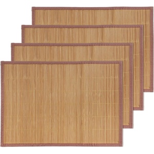 image:imageBambooMN Bamboo Slats Placemat with Fabric Border  Solid Color Print  18 x 13  Brown 4 pcsBrown