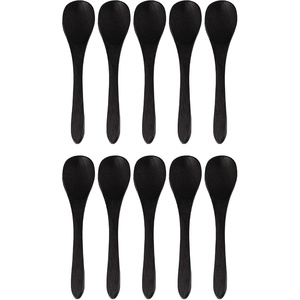 image:imageBambooMN Bamboo Spoons Mini Salt SpoonTiny Wooden Spoons for Spices 100pcs Carbonized Brown Oval 4335Inch OvalBlack