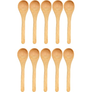 image:imageBambooMN Bamboo Spoons Mini Salt SpoonTiny Wooden Spoons for Spices 100pcs Carbonized Brown Oval 4335Inch RoundCarbonized Brown