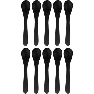 image:imageBambooMN Bamboo Spoons Mini Salt SpoonTiny Wooden Spoons for Spices 100pcs Carbonized Brown Oval 4339Inch OvalBlack