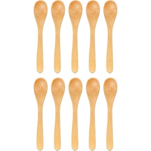 image:imageBambooMN Bamboo Spoons Mini Salt SpoonTiny Wooden Spoons for Spices 100pcs Carbonized Brown Oval 4343Inch RoundCarbonized Brown