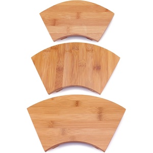 image:imageBambooMN Bamboo Sushi Board Serving Tray Special Design 83 x 47 x 12 Carbonized Brown 2 PiecesFan  3 Sizes