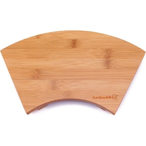 image:imageBambooMN Bamboo Sushi Board Serving Tray Special Design 83 x 47 x 12 Carbonized Brown 2 PiecesFan Large  Brown