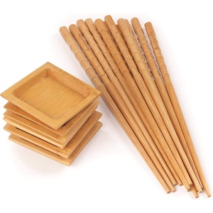 image:imageBambooMN Brand  Bamboo Sauce Dipping Dishes and Chopsticks  6 Piece SetNatural
