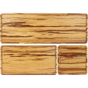 image:imageBambooMN Extra Long Rectangular Bamboo Serving Tray Vanity Tea Appetizers Snacks Charcuterie Boards 26 x 9 x 075  3 Trays3 Size Set Tiger Stripe