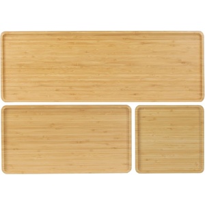 image:imageBambooMN Extra Long Rectangular Bamboo Serving Tray Vanity Tea Appetizers Snacks Charcuterie Boards 26 x 9 x 075  3 Trays3 Tray Set
