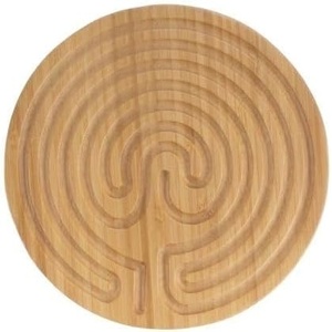 image:imageBambooMN Finger Labyrinth for Meditation and Prayer  125 Diameter  7 Circuit CretanStyle7 Circuit Cretan 6  Carbonized Brown