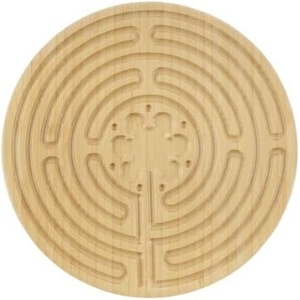 image:imageBambooMN Finger Labyrinth for Meditation and Prayer  125 Diameter  7 Circuit CretanStyle8 Circle Carbonized Brown