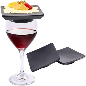 image:imageBambooMN Heavy Duty Bamboo Coasters  375 x 375  Square  10 Piece Coaster SetBlack Square Topper  Vertical
