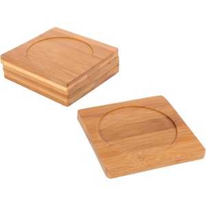 image:imageBambooMN Heavy Duty Bamboo Coasters  375 x 375  Square  10 Piece Coaster SetSquare 2