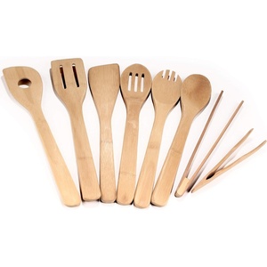 image:imageBambooMN Organic Bamboo Utensil Set Spatula Spoon Tongs  8 Piece8 Piece Set