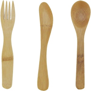 image:imageBambooMN Organic Reusable Camping Bamboo Utensil Set Spoon Fork and Knife  2 sets30