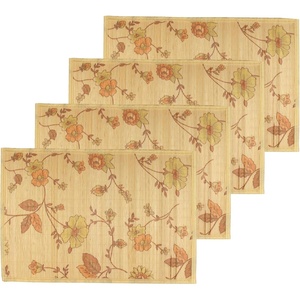 image:imageBambooMN Premium Bamboo Slats Placemat with Fabric Border  Floral Print  12 x 175  Autumn Roses 4 pcsBlackeyed Susan
