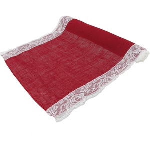image:imageBambooMN Red 15 x 88 Vintage Lace Burlap Table Runner for Rustic Wedding Bridal Shower Bachelorette Graduation Party Table Home Decor Decorations 1 PiecesRed