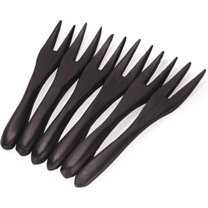 image:imageBambooMN Reusable Bamboo Appetizer Forks Picks 37 Carbonized Brown 100 Pcs100