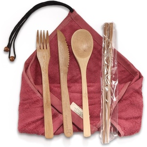 image:imageBambooMN Reusable Travel Bamboo Rayon Washcloth Set with Utensils  1 Set BlackCranberry